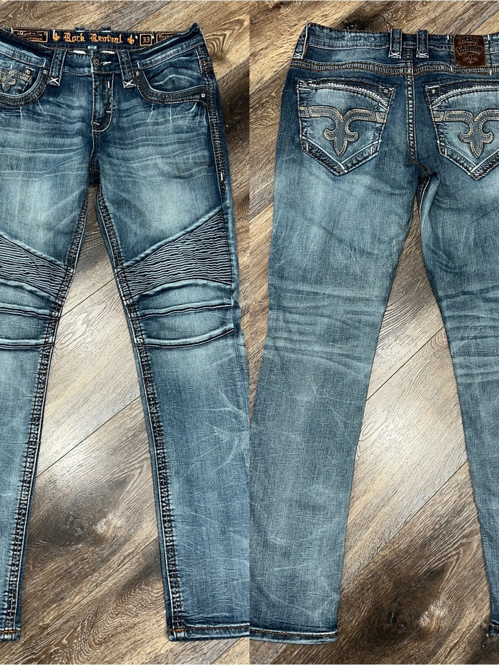 Rock Revival Kaymon Biker Moto Denim Jeans